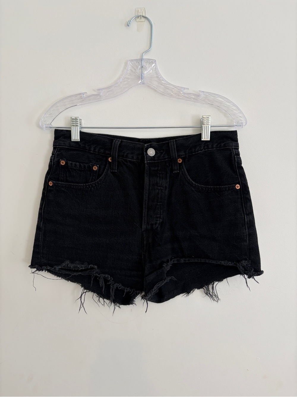 Levi's 501 Black High-Rise Cut-Off Denim Shorts 27W